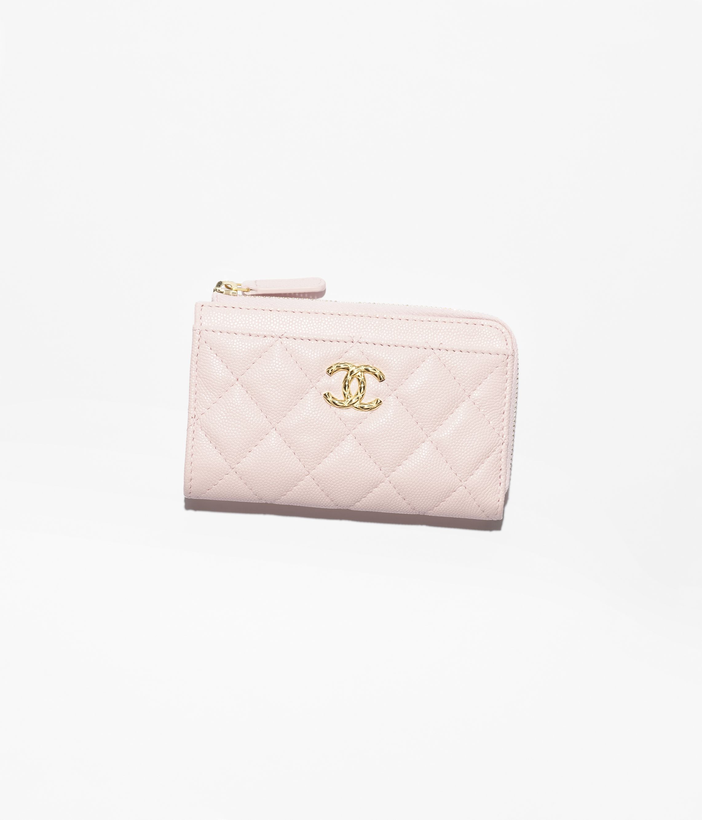 Long flap wallet - Grained shiny calfskin & gold-tone metal, light