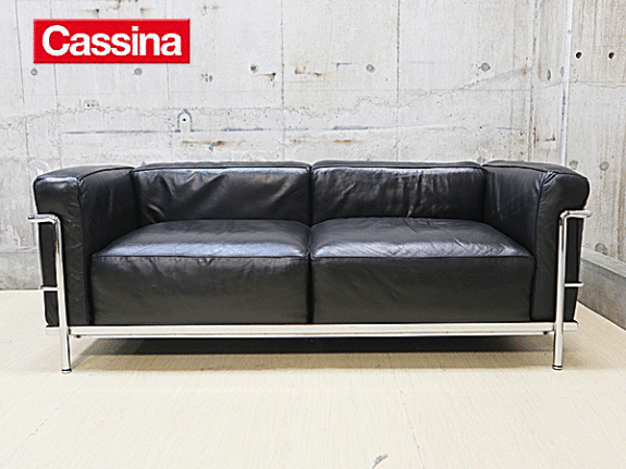 Cassina】カッシーナ LC3 最高級 FZランク 黒総革 2人掛けソファ ル