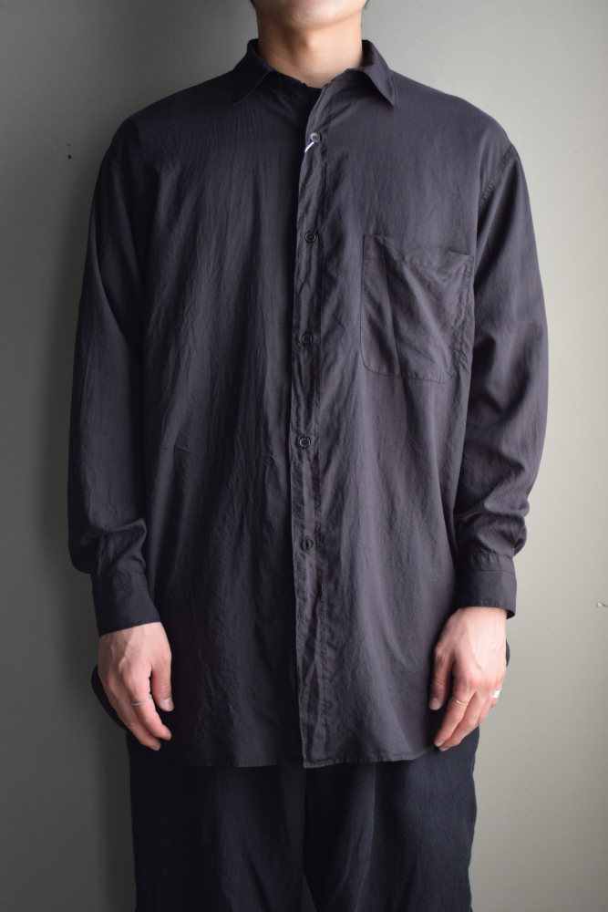 COMOLI (コモリ) シルク製品染 シャツ [BLACK]