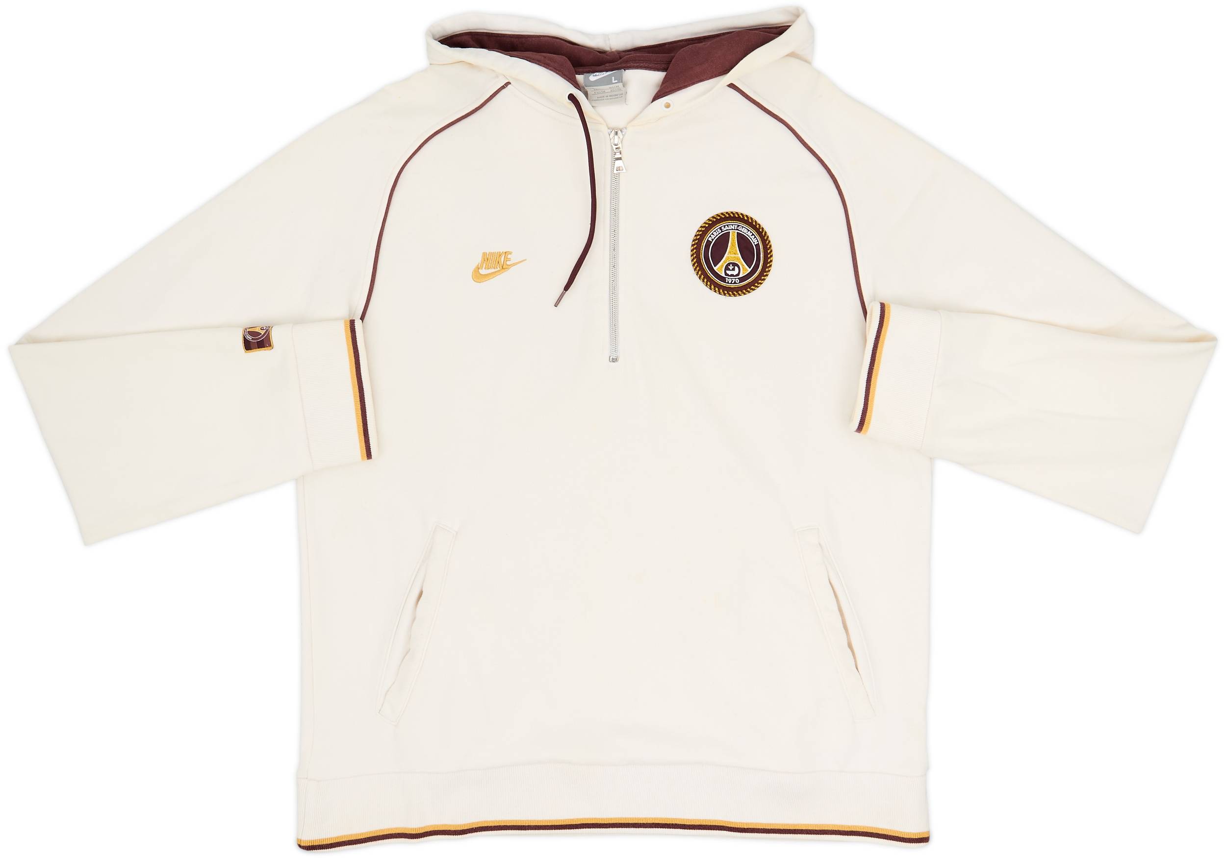 2006-07 Paris Saint-Germain Nike 1/4 Zip Hooded Sweat Top - 7/10 - (L)