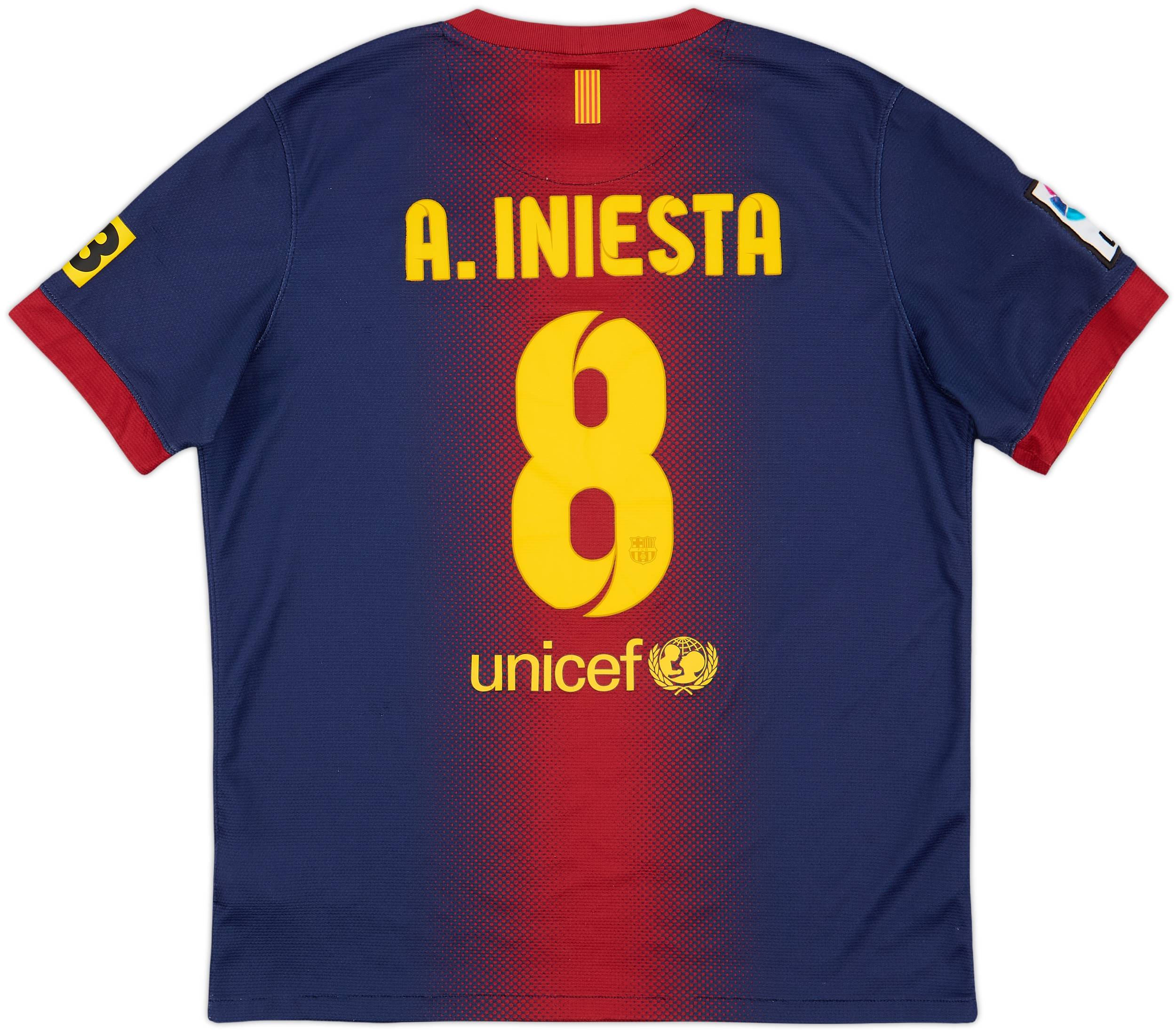 2012-13 Barcelona Home Shirt A. Iniesta # 8 - 6/10 - (XL.Boys)