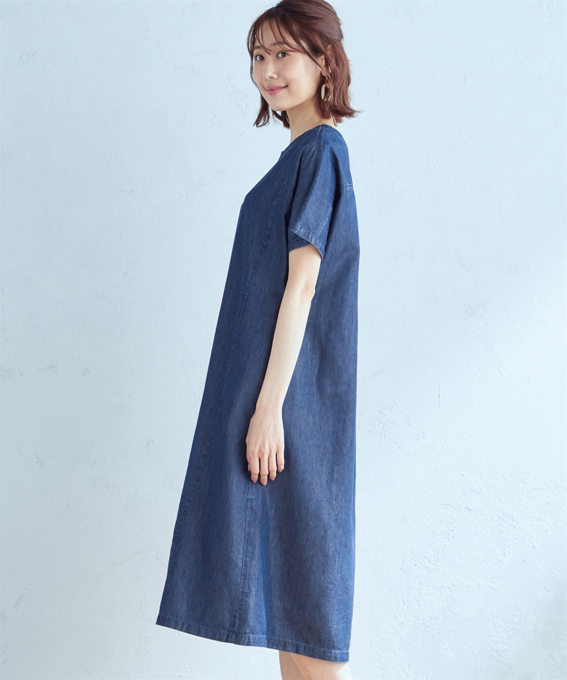 接触冷感】テンセルデニムワンピース DECOY｜クロスプラス公式通販サイト