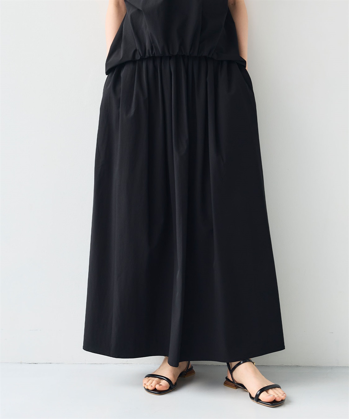 撥水/UV》ハジクションタックギャザーロングスカート CROSS FUNCTION