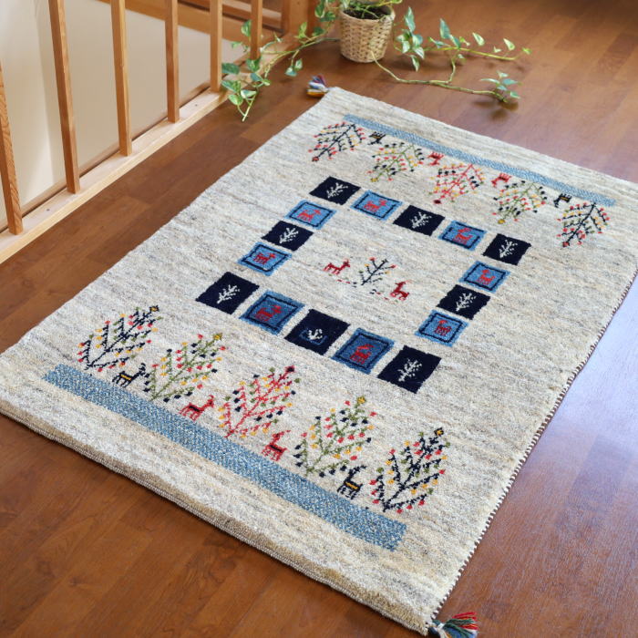 大きめギャッベ玄関マット（120×80cm）｜手織ラグの店クラフトワーク