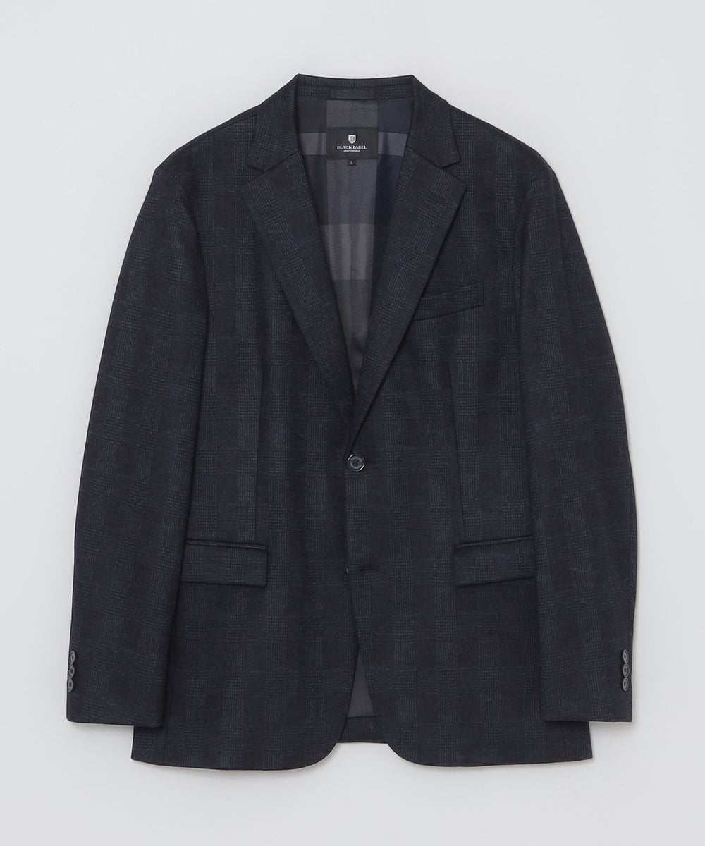 グレンチェックウールジャージージャケット（ジャケット）｜BLACK