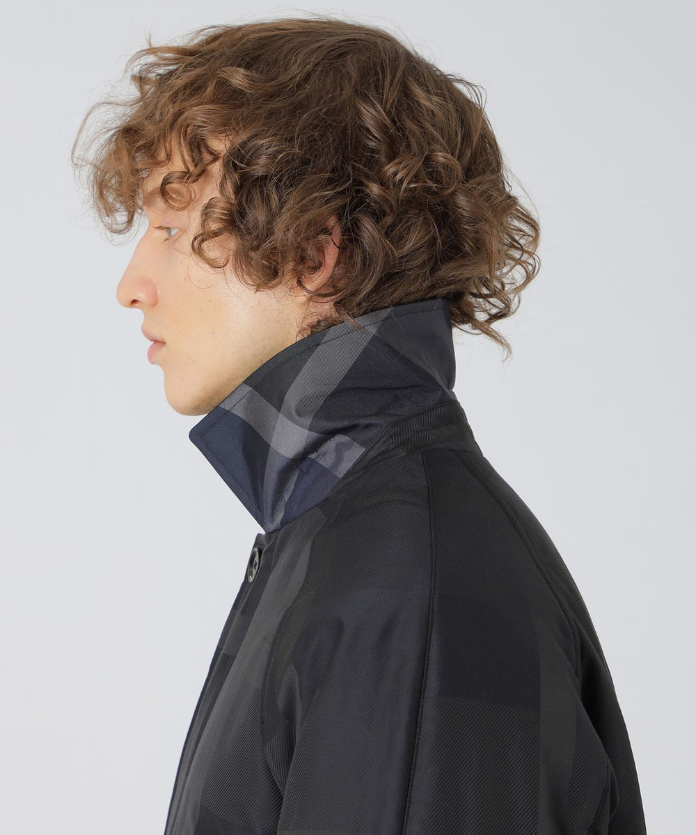 シャドーチェックパデッドステンカラーコート（ブルゾン）｜BLACK