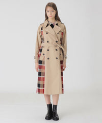 10th ANNIVERSARY】ライトギャバジンパーシャルチェックトレンチコート