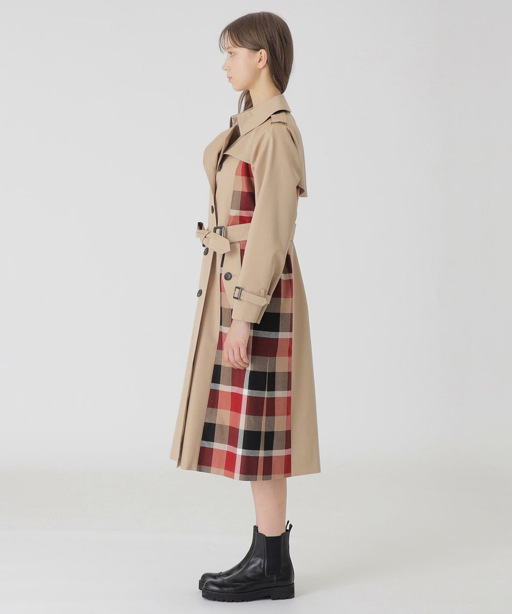 10th ANNIVERSARY】ライトギャバジンパーシャルチェックトレンチコート