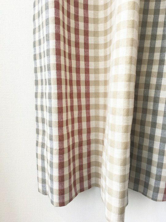 13814|ベージュ＆レッド＆ギンガムチェックのカーテン - 首都圏最大級