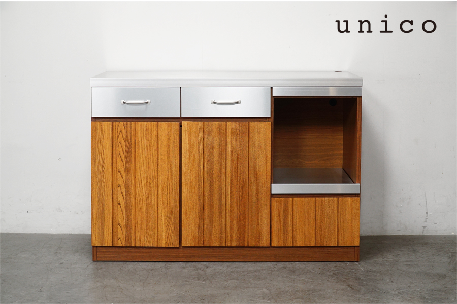 unico キッチンカウンター ウニコ食器棚 ステンレス＊電子レンジはつき