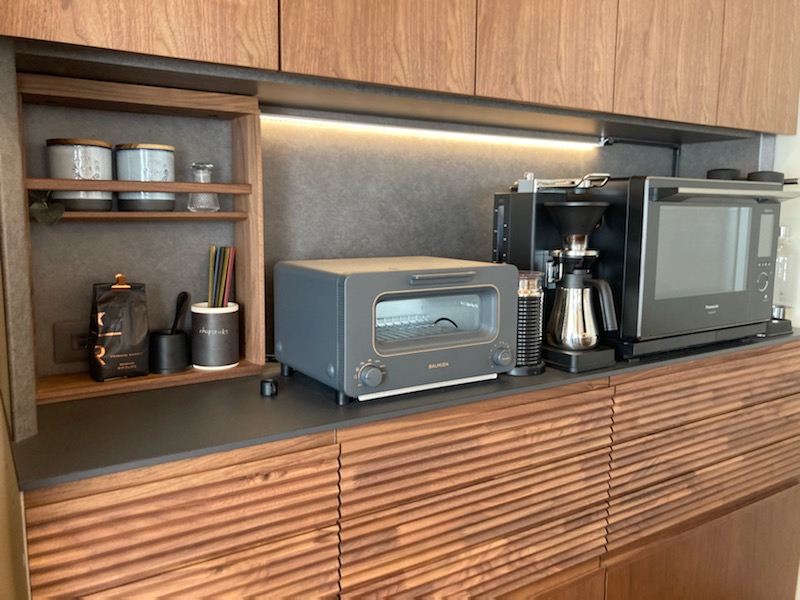 カリモク ネイビ 家電収納棚 39万 食器 キッチン レンジボード