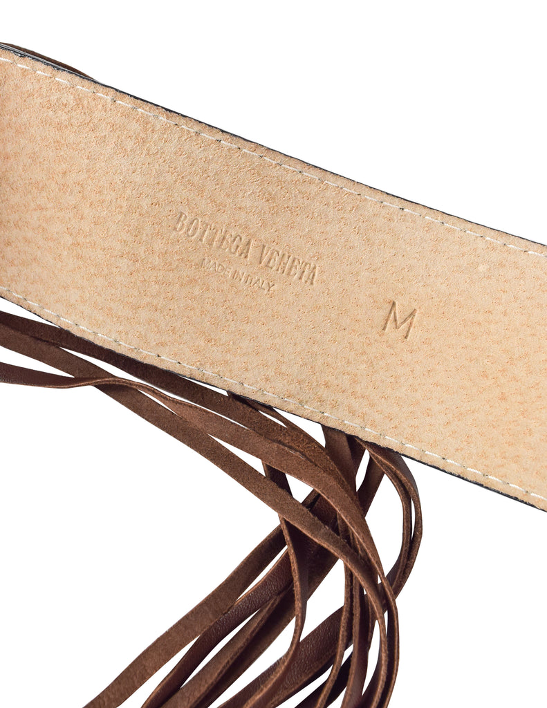 Bottega Veneta Vintage Brown Suede and Leather Lion's Head Wrap