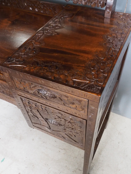 とこ 軽井沢彫 鏡台&スツール セット 桜 さくら彫刻 ドレッサー 化粧 姫鏡台 桜｜小引き出し / small chest｜小物 | 軽井沢彫 一彫堂