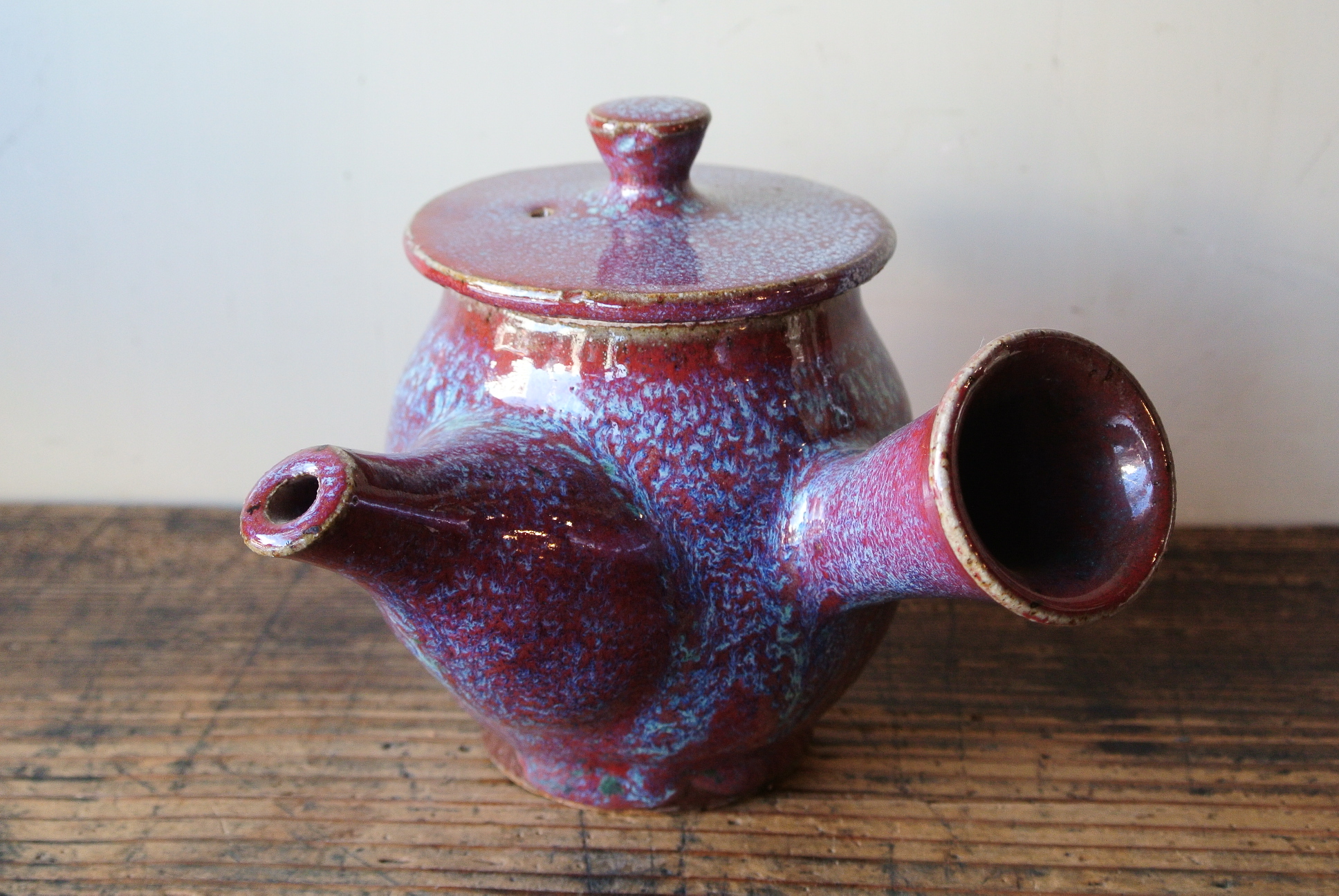 こぶ志焼 山岡三秋 玉虫辰砂釉急須 - アンティーク雑貨・古道具の札幌