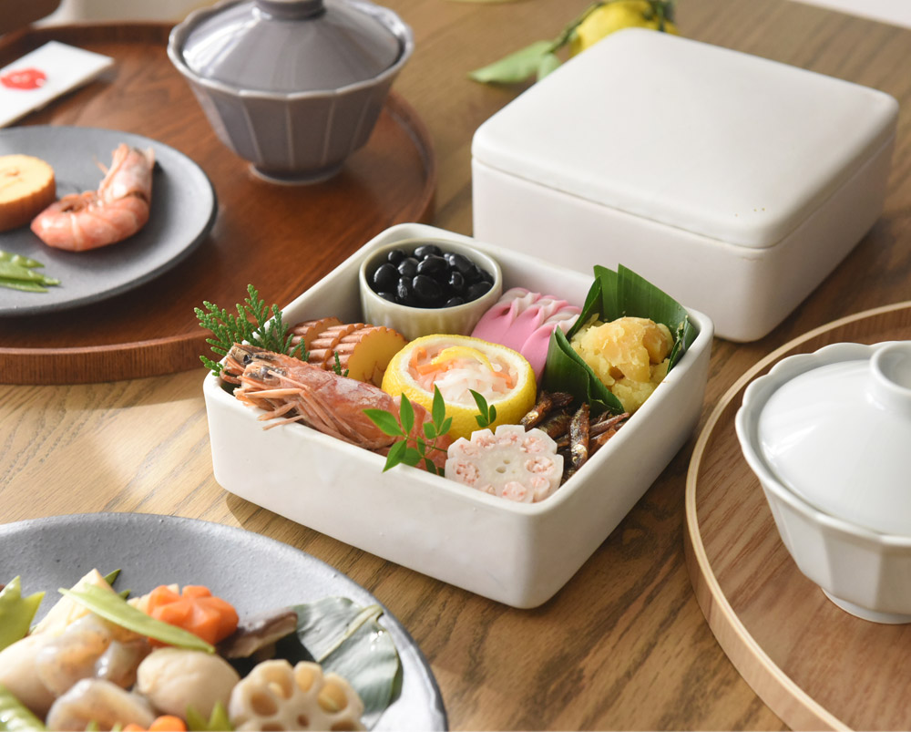 白雪お重 蓋つき2段 お正月／studio m スタジオエム【送料無料
