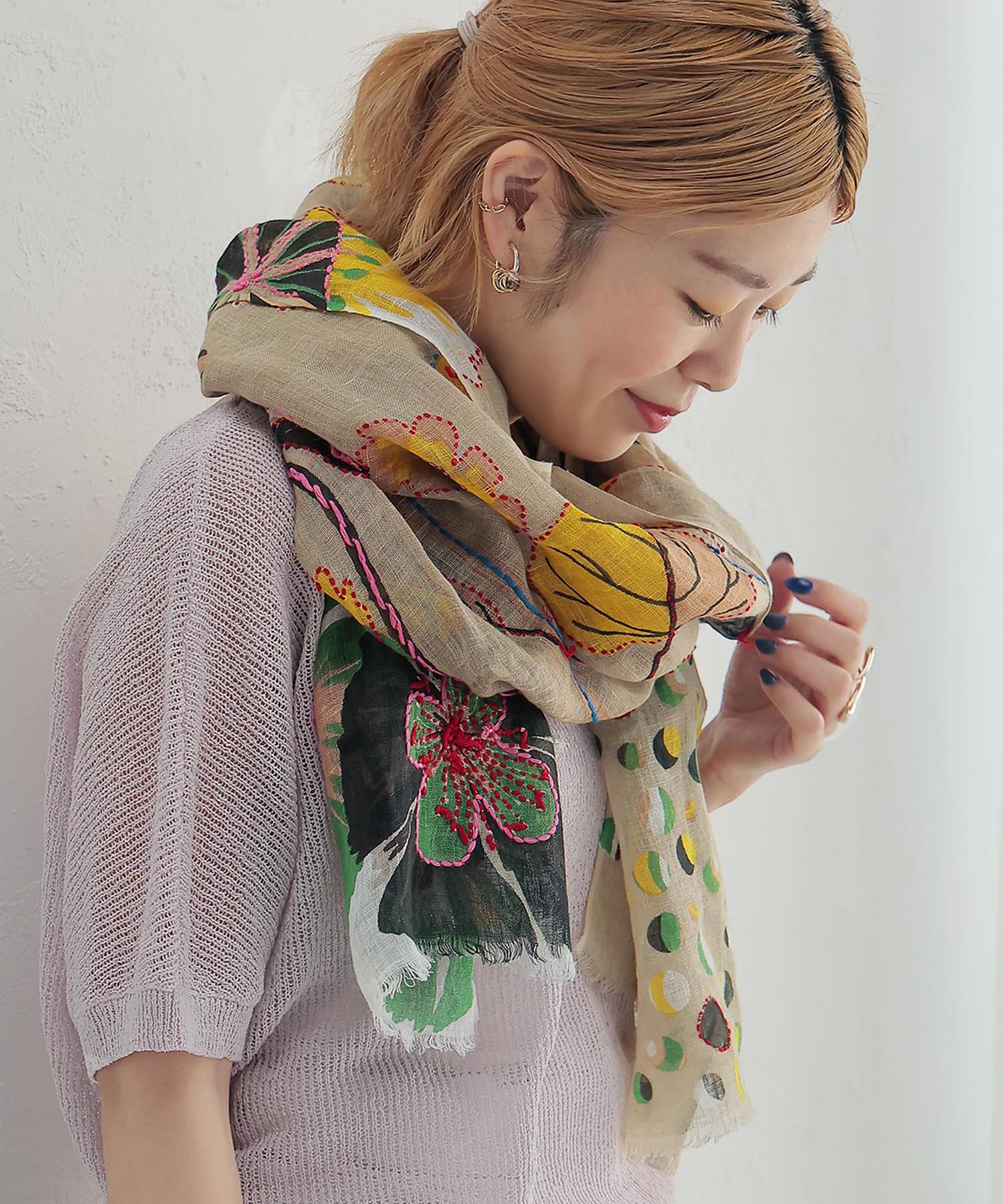 Johnstons ジョンストンズ Drawer別注 大判 カシミヤ チェックストール