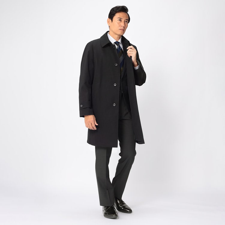 SHIN BLACK はっ水 軽量 ストレッチ ステンカラーコート LES MU