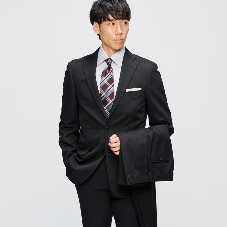 洗える ストレッチ サステナブル 2パンツスーツ 黒 シャドー JOURNAL