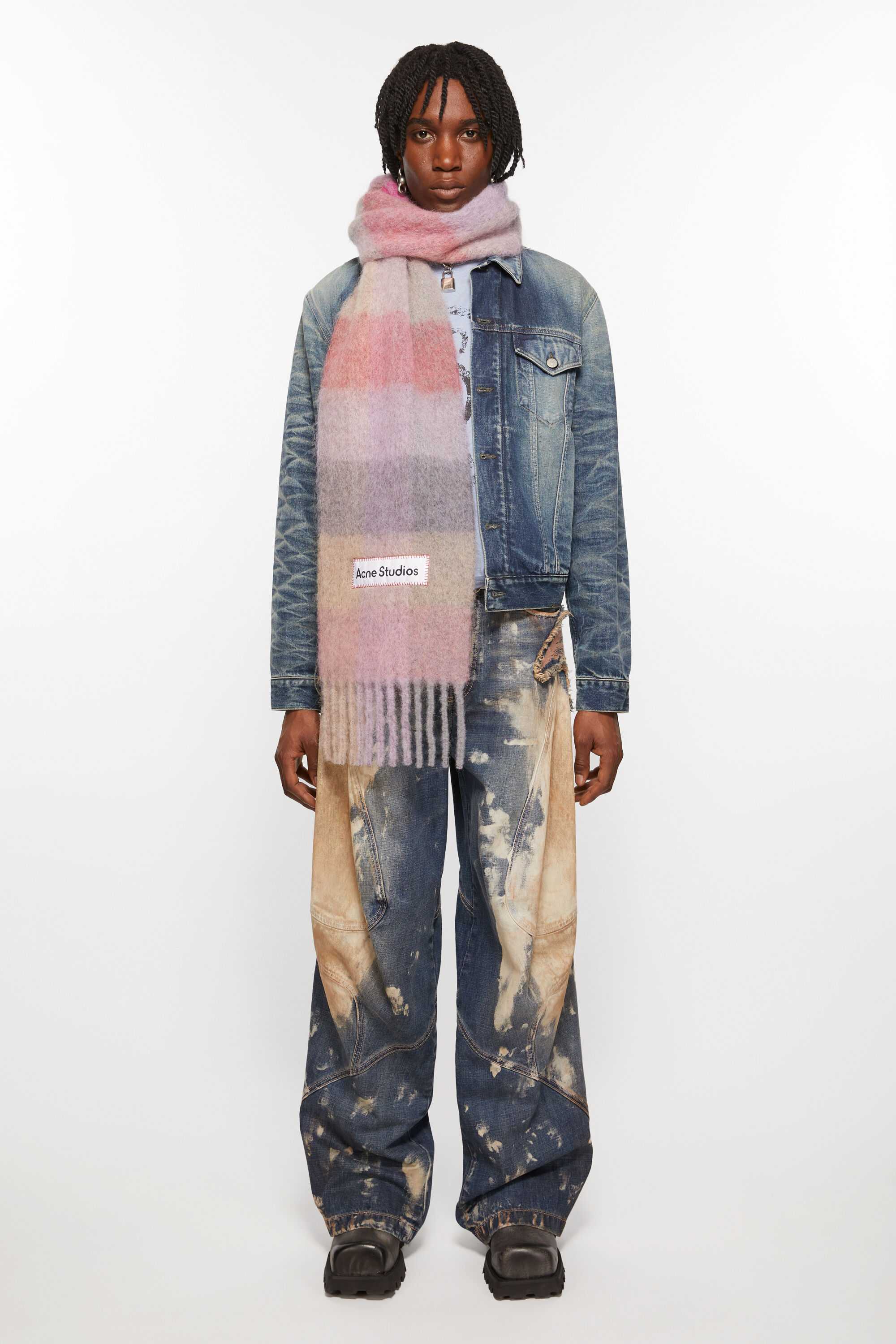 Acne Studios - Mohair checked scarf - Fuchsia/lilac/pink