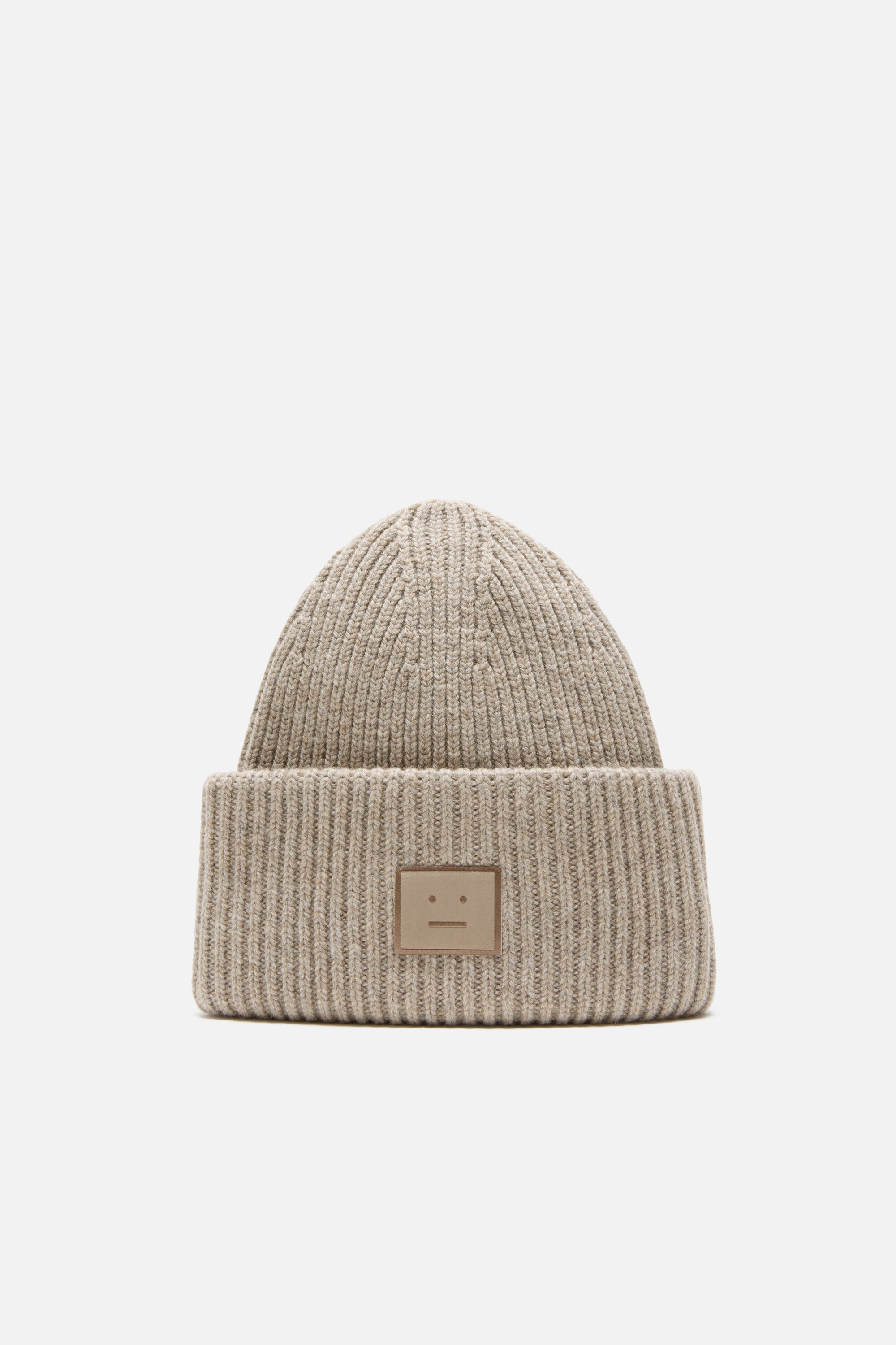 Acne Studios - Large face logo beanie - Yak - Greige melange