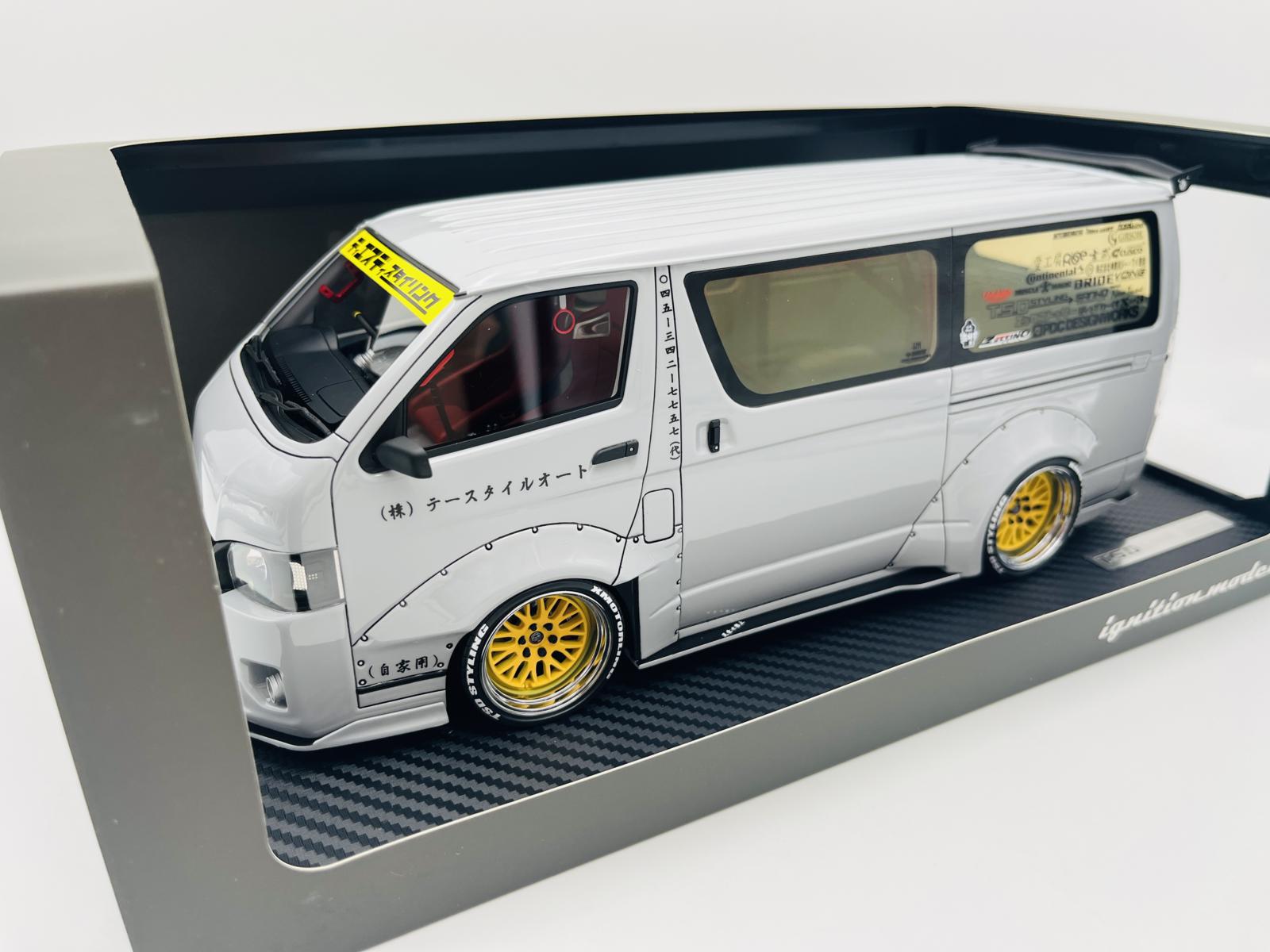 IGNITION MODEL 1:18 TSD WORKS HIACE GRAY - AG TOY CARS