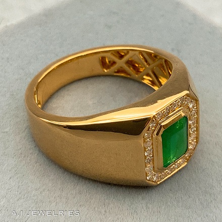 18金 エメラルド ダイヤモンド メンズ リング / K18 emerald diamond