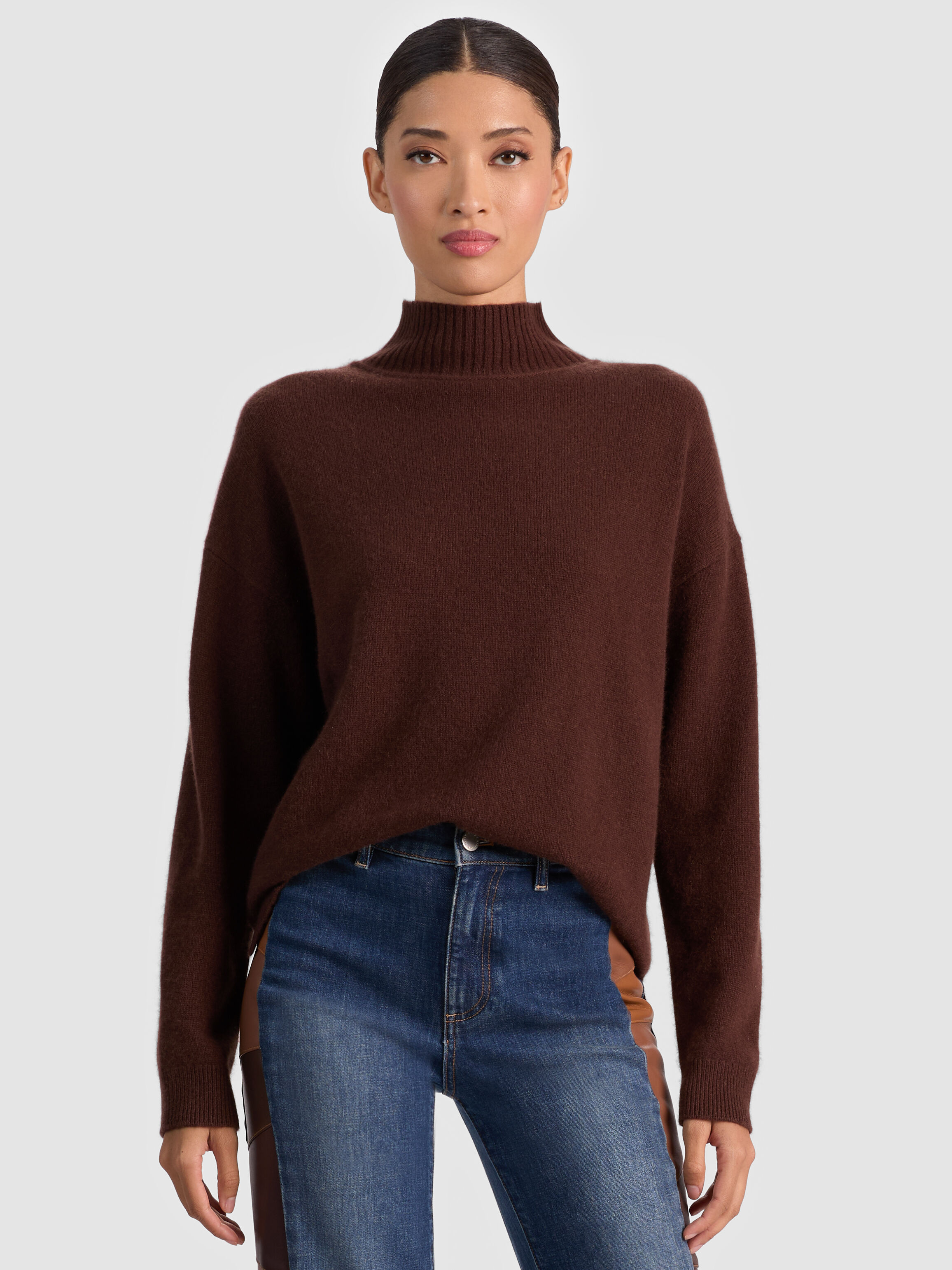 MELIE CASHMERE PULLOVER in DARK CHOCOLATE | ALICE + OLIVIA