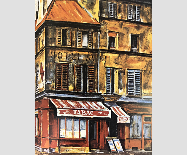 佐伯祐三、絵画、油彩画6号、ガス灯と広告、高級額縁、肉筆、荻須高徳