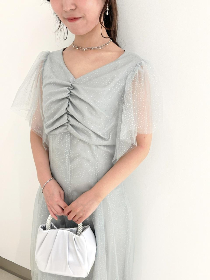 6階AIMER◼︎ グリッターチュールフロントギャザーレースアップドレス