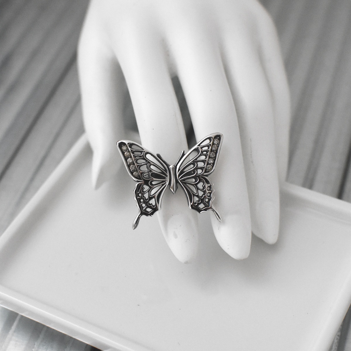 アゲハ 蝶 透かし彫り デザイン シルバー925 リング 指輪【Ageha