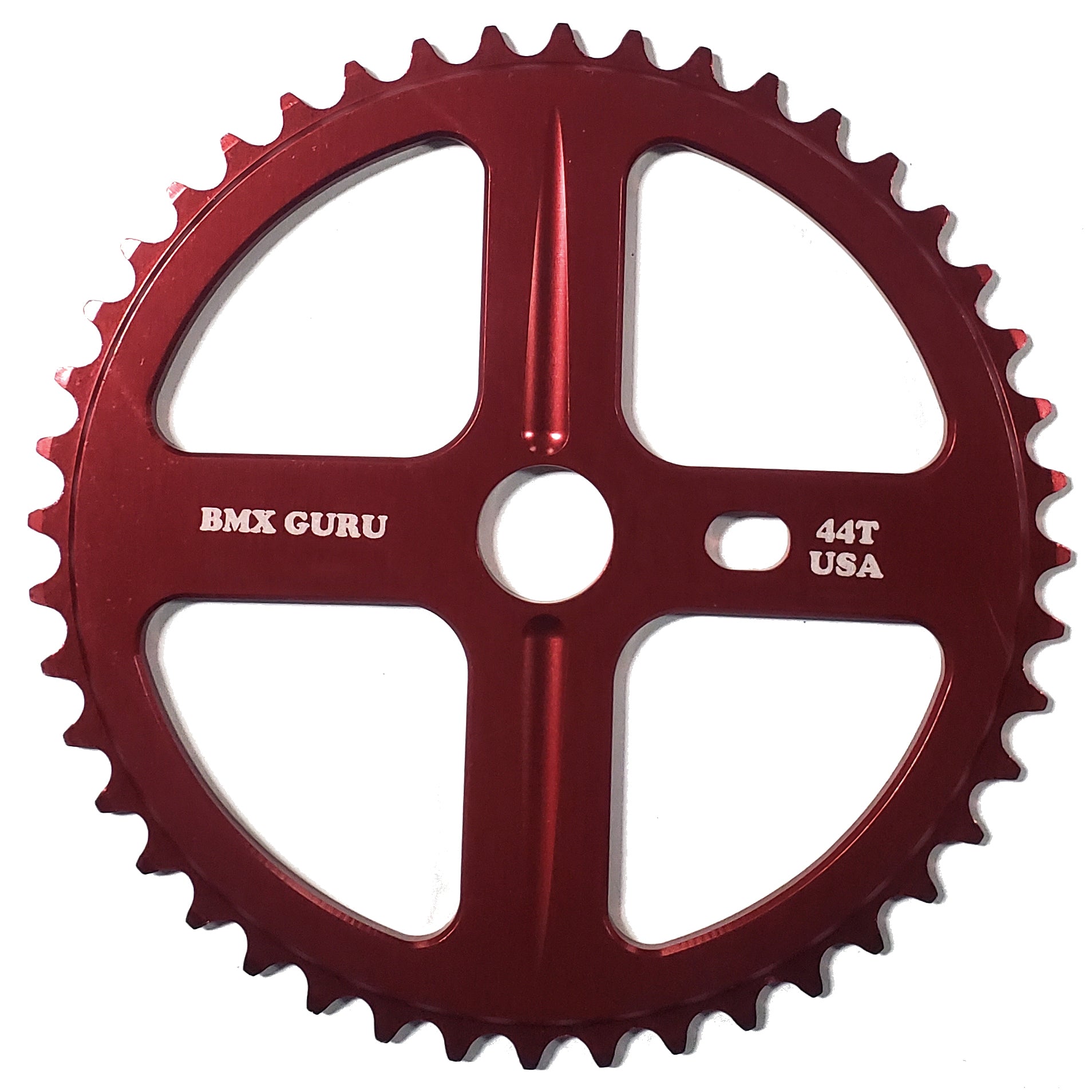 BMXGuru 44t Bolt Drive BMX Aluminum Sprocket / Chainwheel - Red