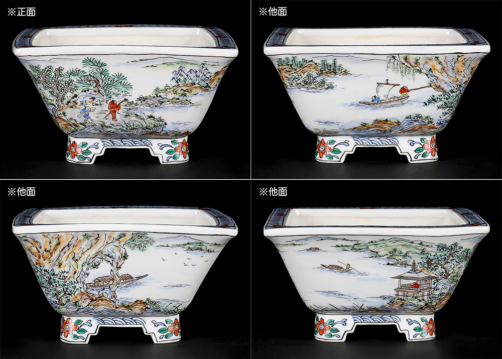 月之輪正泉五彩訪友図正方鉢 | 盆栽、盆栽書籍、盆栽鉢の通販│近代出版