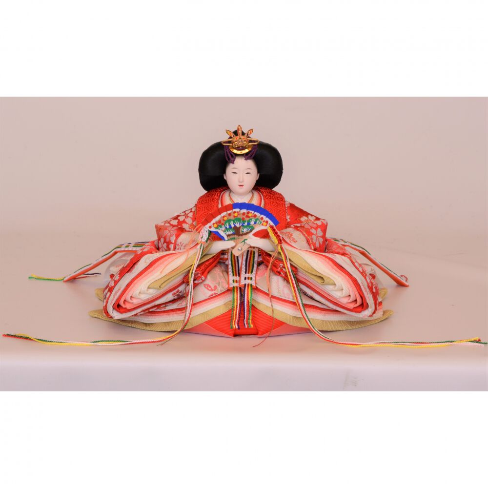 雛人形】三段収納五人飾り「花てまり木目調」 (606825)ひな人形