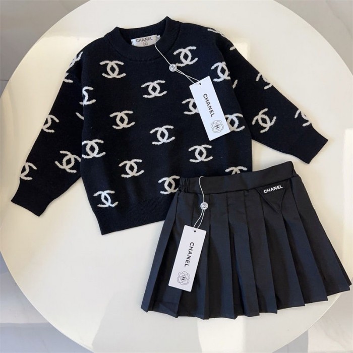 Chanel キッズ ニットセーター スカート 上下セット シャネル ニット