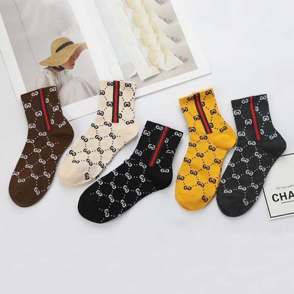 Gucci ソックス メンズブランド快適ソックス5点セットパロディグッチ