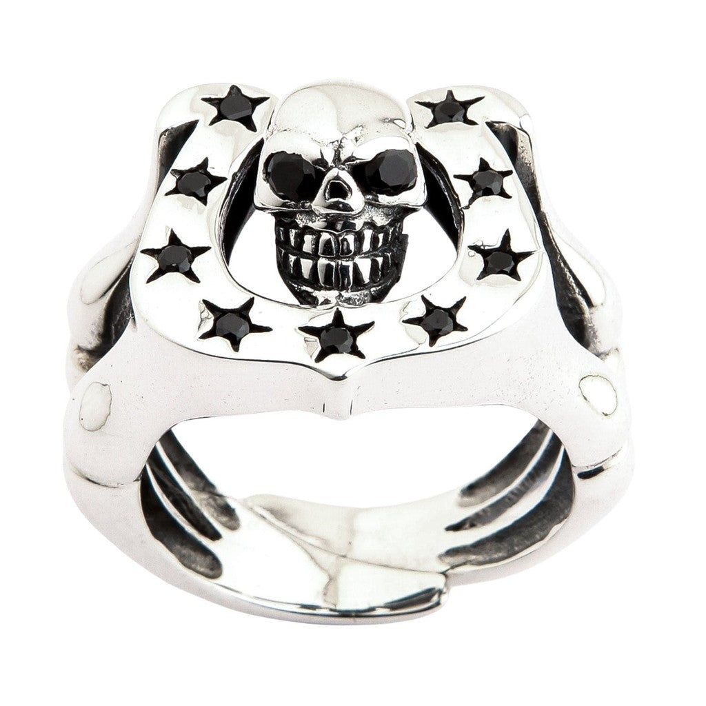 ホースシュー スターリングシルバー スカル バイカーリング