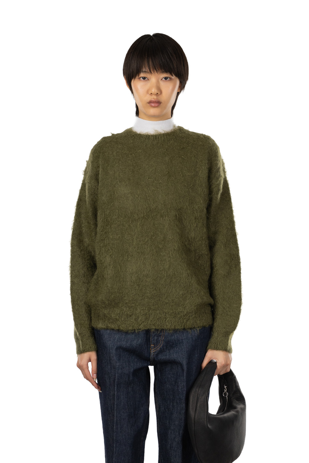 AURALEE | Brushed Super Kid Mohair Knit Pullover - Olive | Women