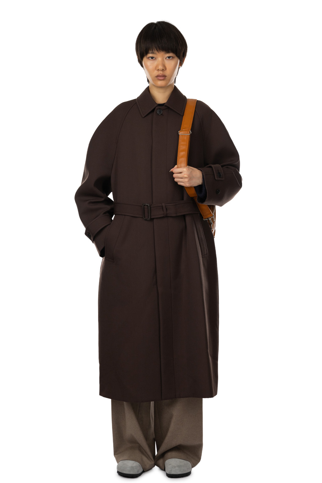 AURALEE | Twisted Double Cloth Coat - Dark Brown | Women | Blue