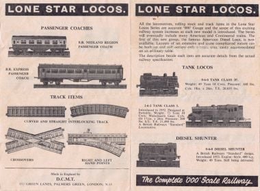 Lone Star Locos, diecast, 8.5/9mm gauge (1950s-)
