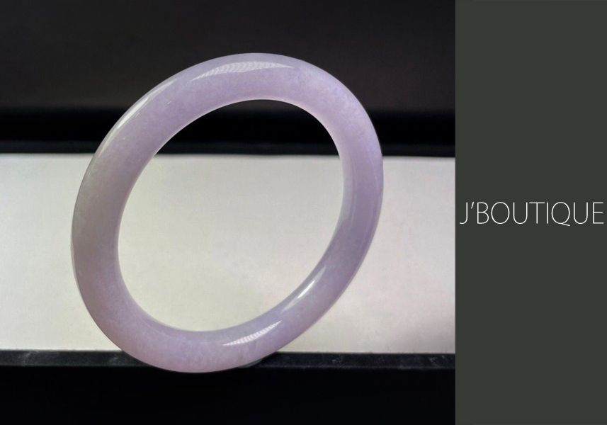 ミャンマー産天然無処理翡翠 バングル ブレスレット 淡ラベンダー 冰