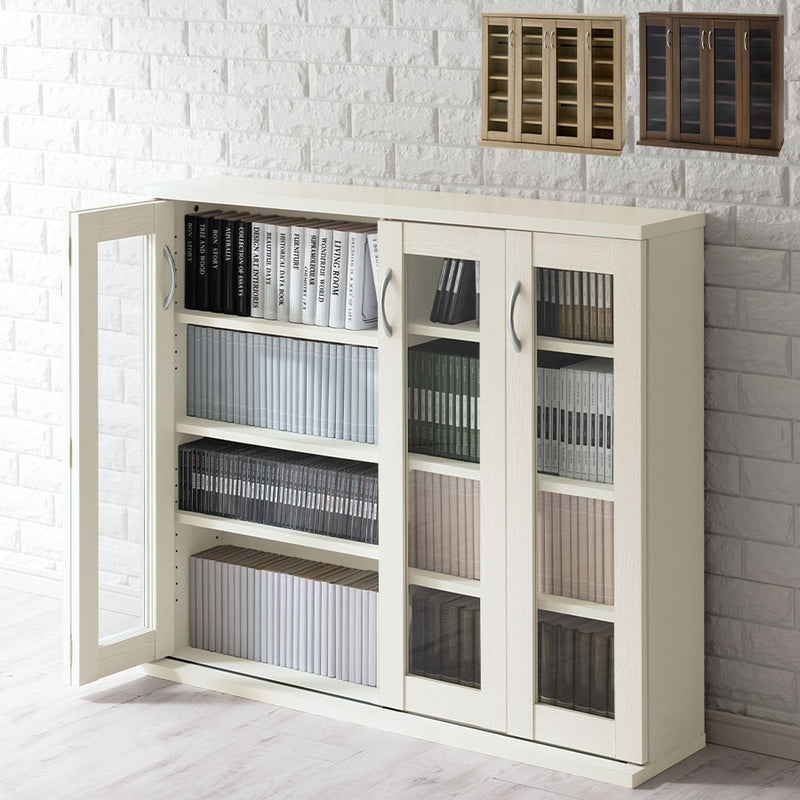 ガラス扉キャビネット 4扉タイプ キャビネット おしゃれ ぼん家具