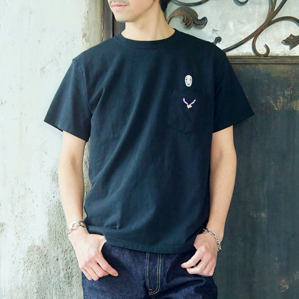 GBL】千と千尋の神隠し Good On コラボポケット刺繍Tシャツ カオナシ