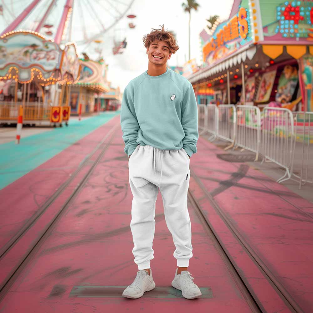 Dalix Astronaut Embroidered Fleece Jogger Cuff Sweatpant Sweats