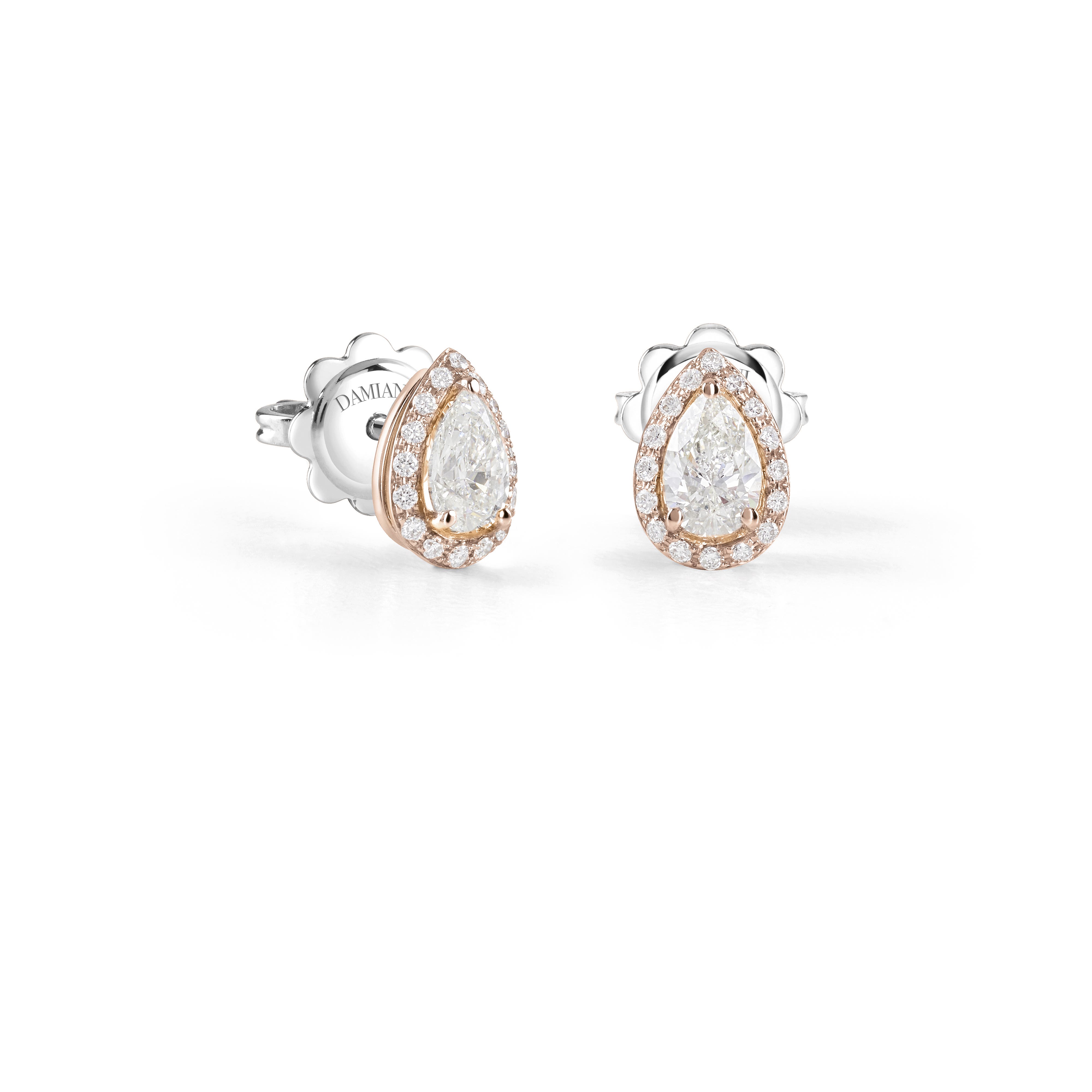 ピンクゴールド、ペアシェイプ ダイヤモンド、ピアス - Damiani MINOU
