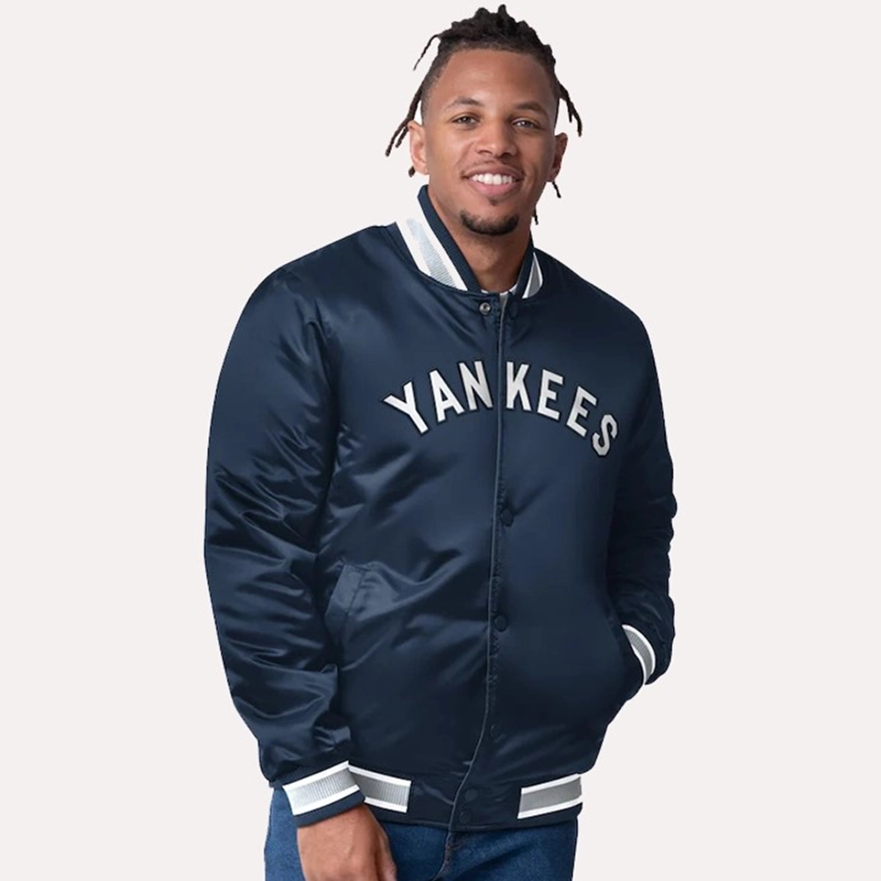 New York Yankees Starter Navy Full-Snap Satin Jacket