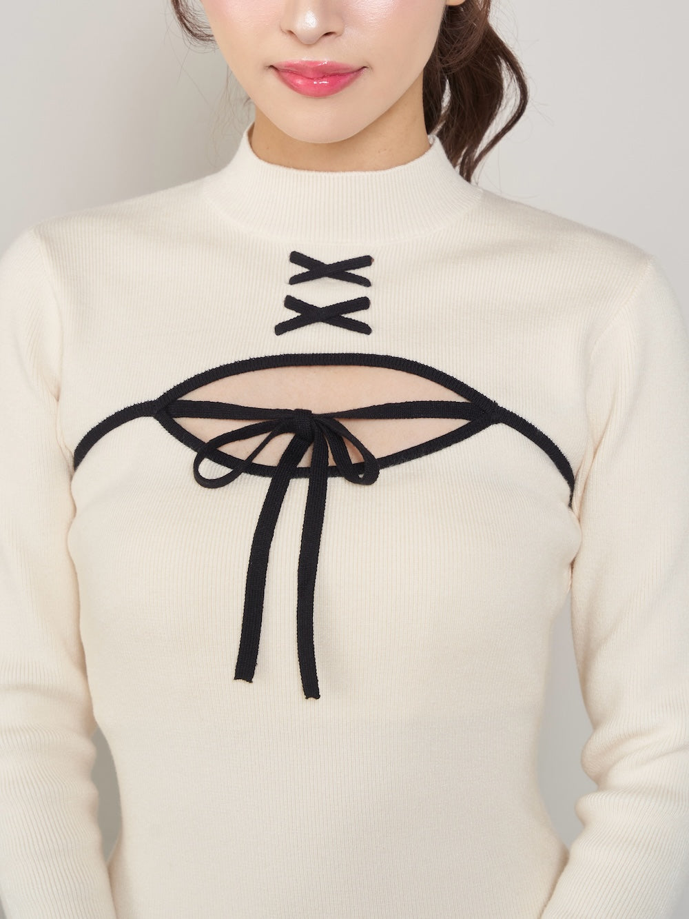 フロントオープンリボンニットミニワンピース – Darich (ダーリッチ)