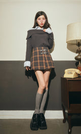 チェックダブルベルトラップミニスカート – Darich (ダーリッチ)