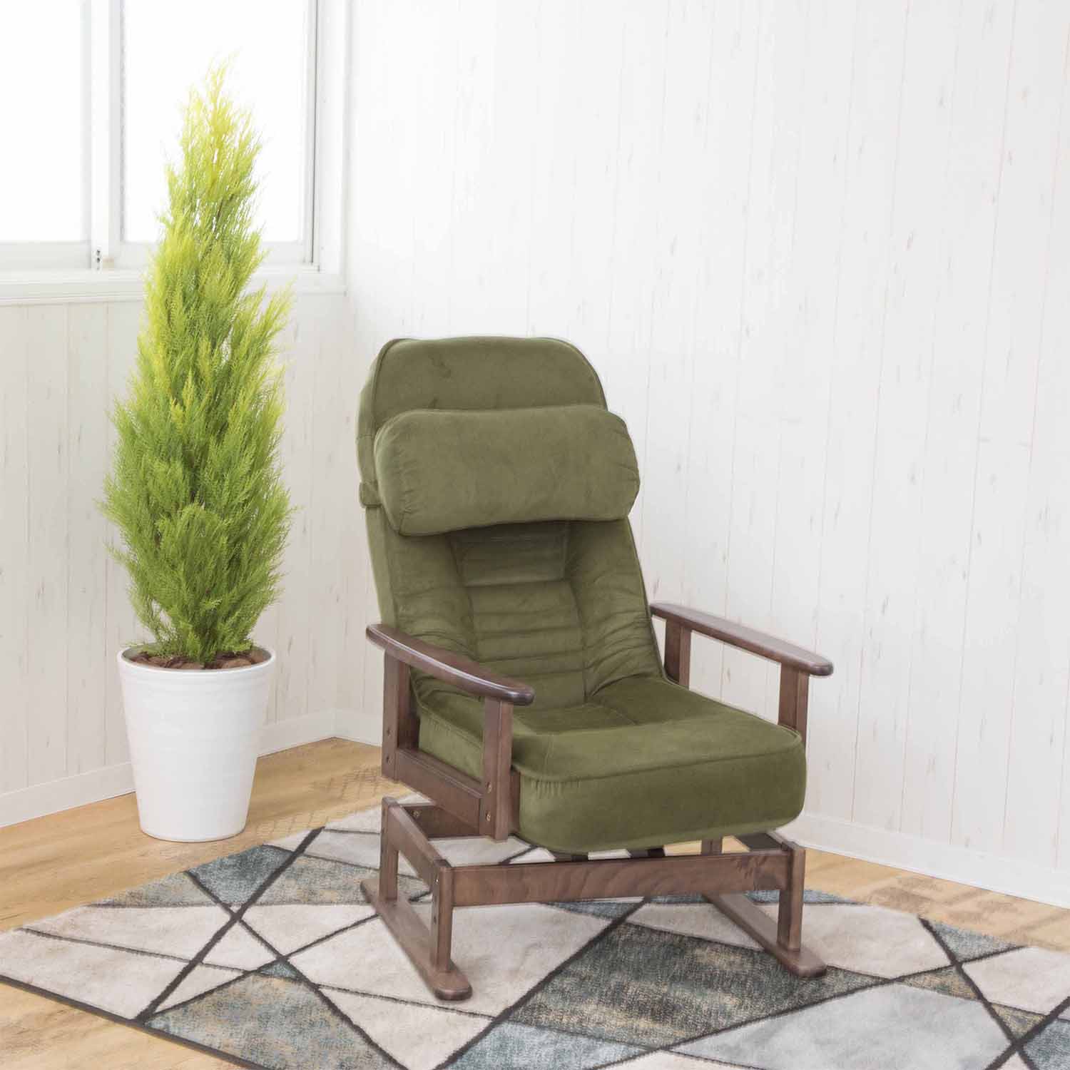 折りたたみ式 木肘回転高座椅子 SP-823GN サン・ハーベスト パーソナル