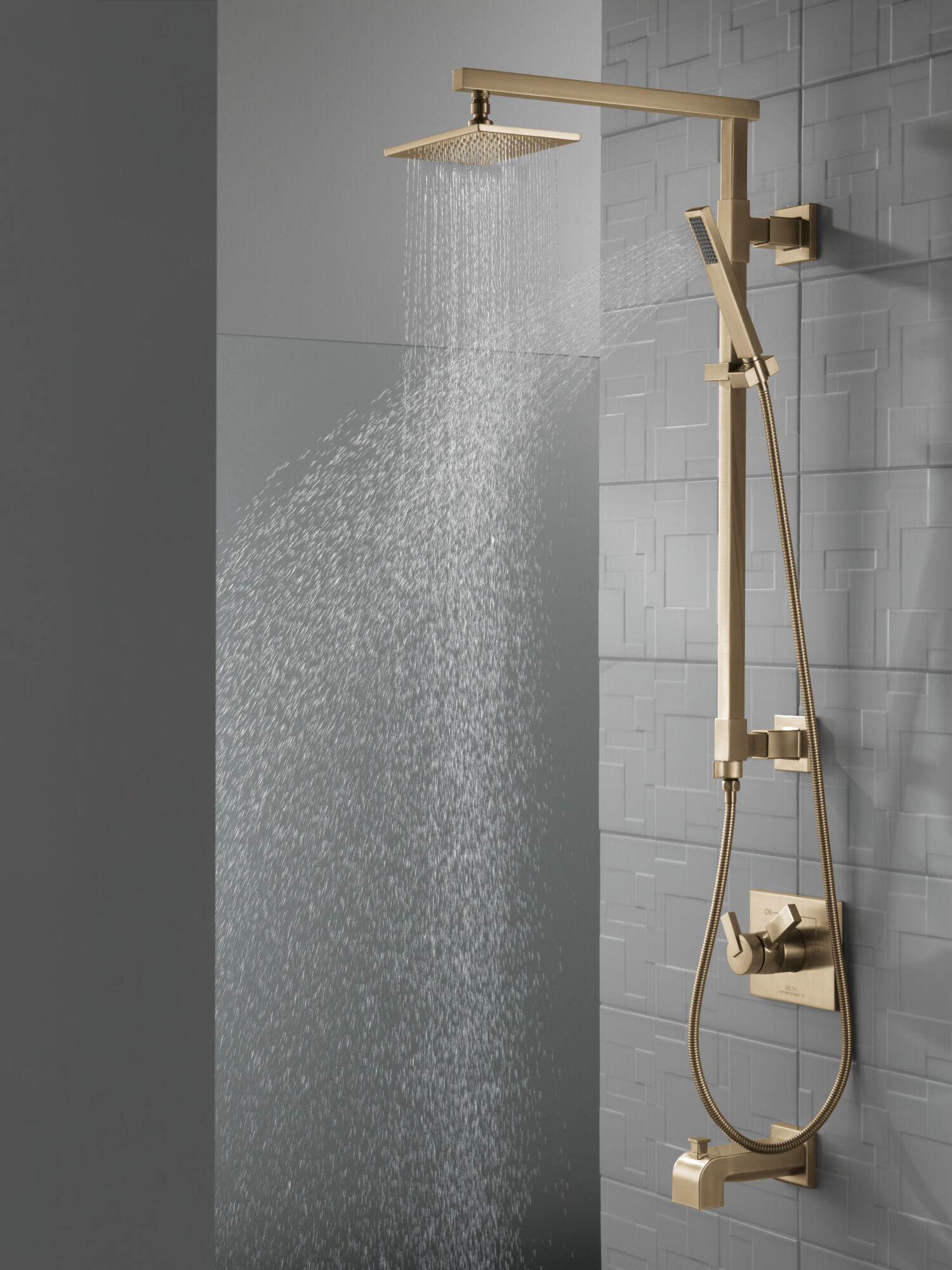 Hand Shower - Rectangular - Roman Tub in Champagne Bronze