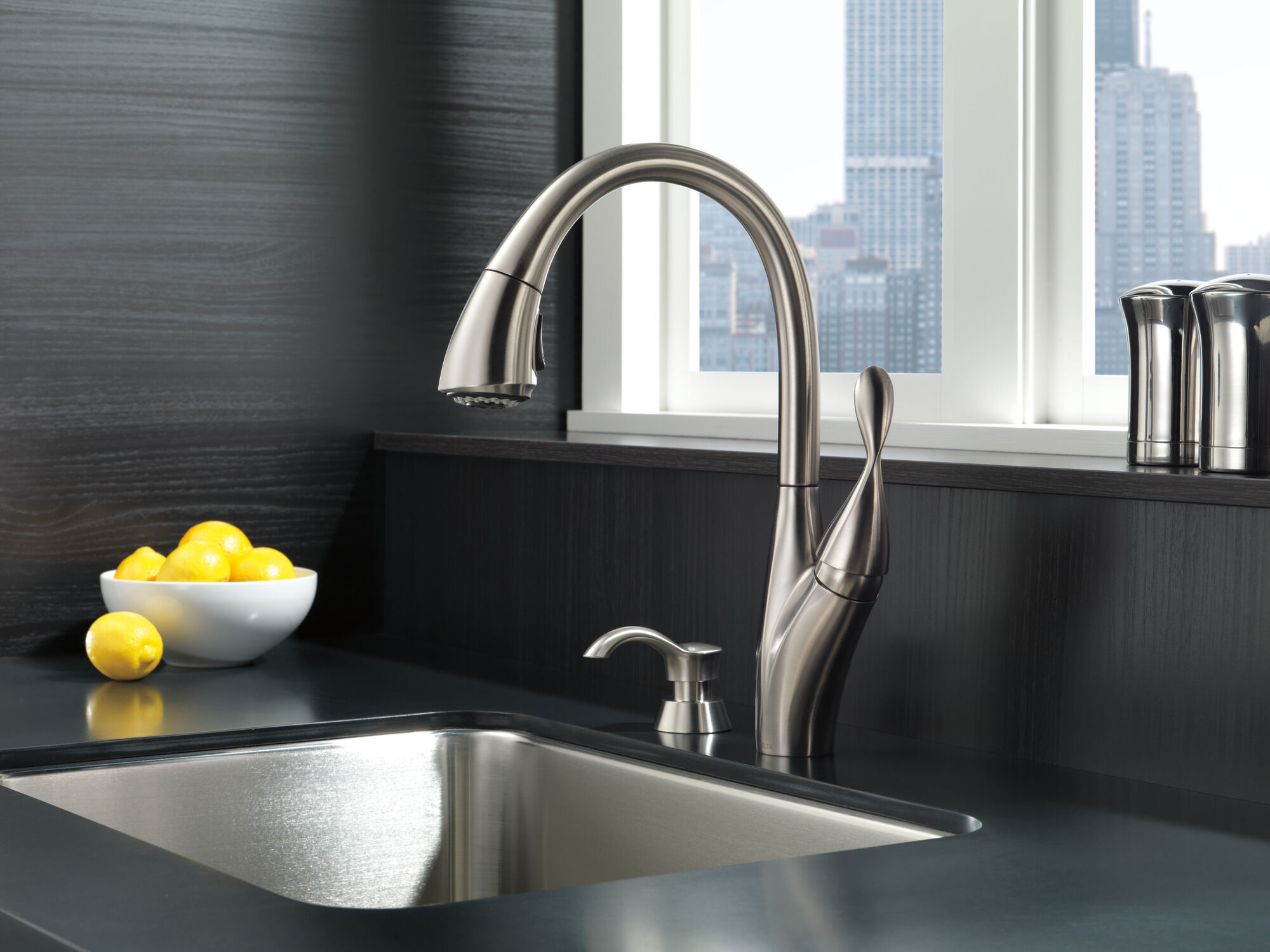 Single Handle Pull-down Kitchen Faucet with MagnaTite and Soap